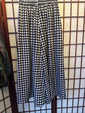 Wide Leg Gingham Pants in Black & White - Classic Check